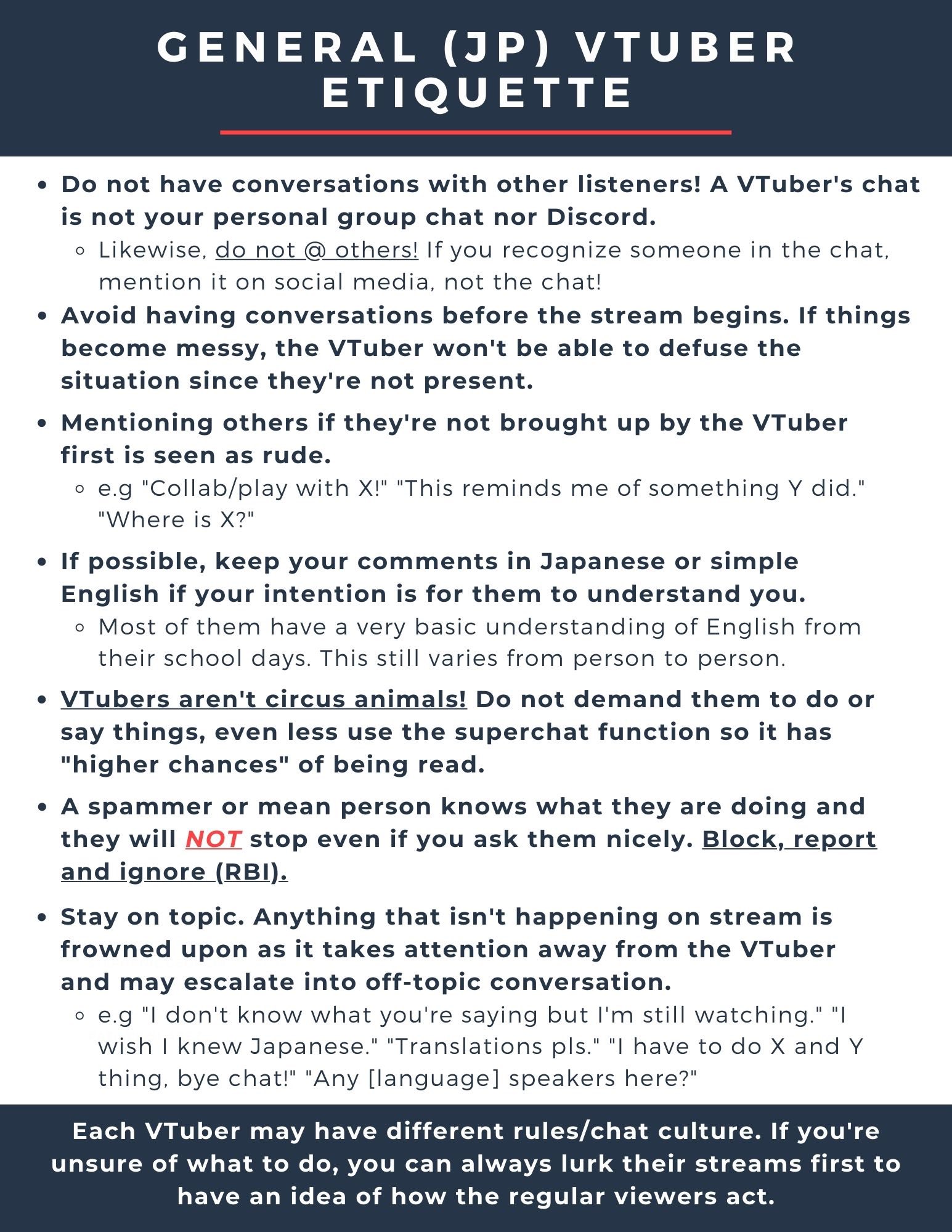 General JP VTuber Etiquette